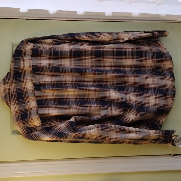 Women's G.H. Bass & Co. tan navy lightweight flannel size Small - Picture 6 of 7